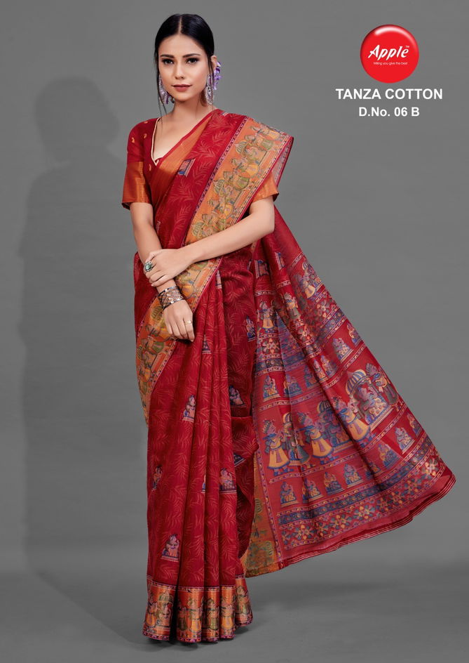 Apple Tanza Cotton Vol 06 Cotton Blend Printed Saree Collection
